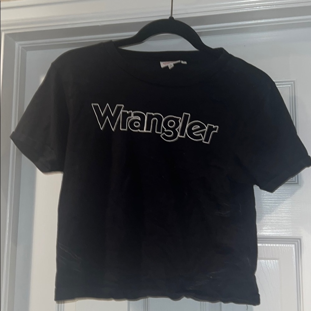 Black wrangler baby tee